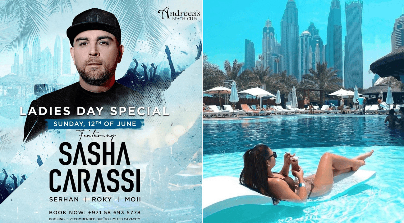 DONT MISS: PARTY AT ANDREEA'S BEACH CLUB WITH DJ SASHA CARASSI LIVE IN DUBAI MARINA!
