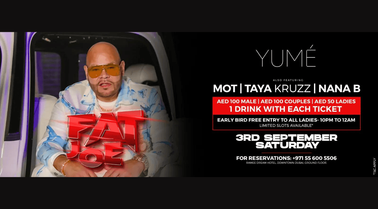 SEP 3RD - CATCH RAPPER FAT JOE LIVE IN DOWNTOWN DUBAI'S PARTY HOTSPOT!