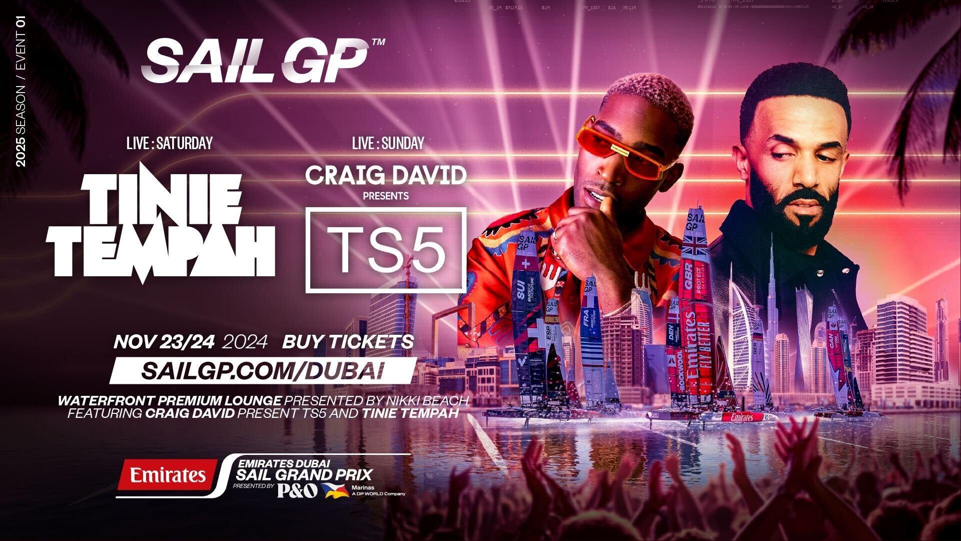 Tinie Tempah & Craig David to headline Emirates Dubai Sail Grand Prix