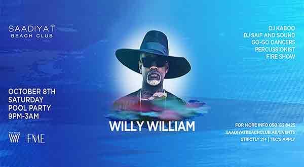 SAADIYAT BEACH CLUB HIGHLIGHTS DJ WILLY WILLIAM AT LA LOCA POOL PARTY THIS SATURDAY
