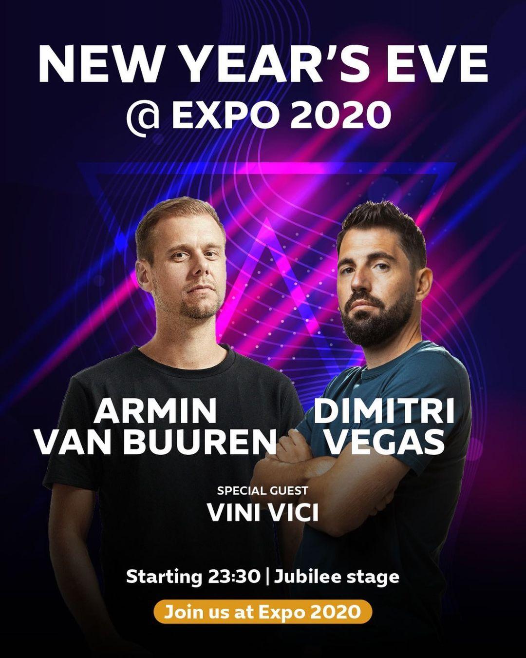 ARMIN VAN BURREN AND DIMITRI VEGAS TO PERFORM LIVE AT THE EXPO 2020 THIS NEW YEARS EVE