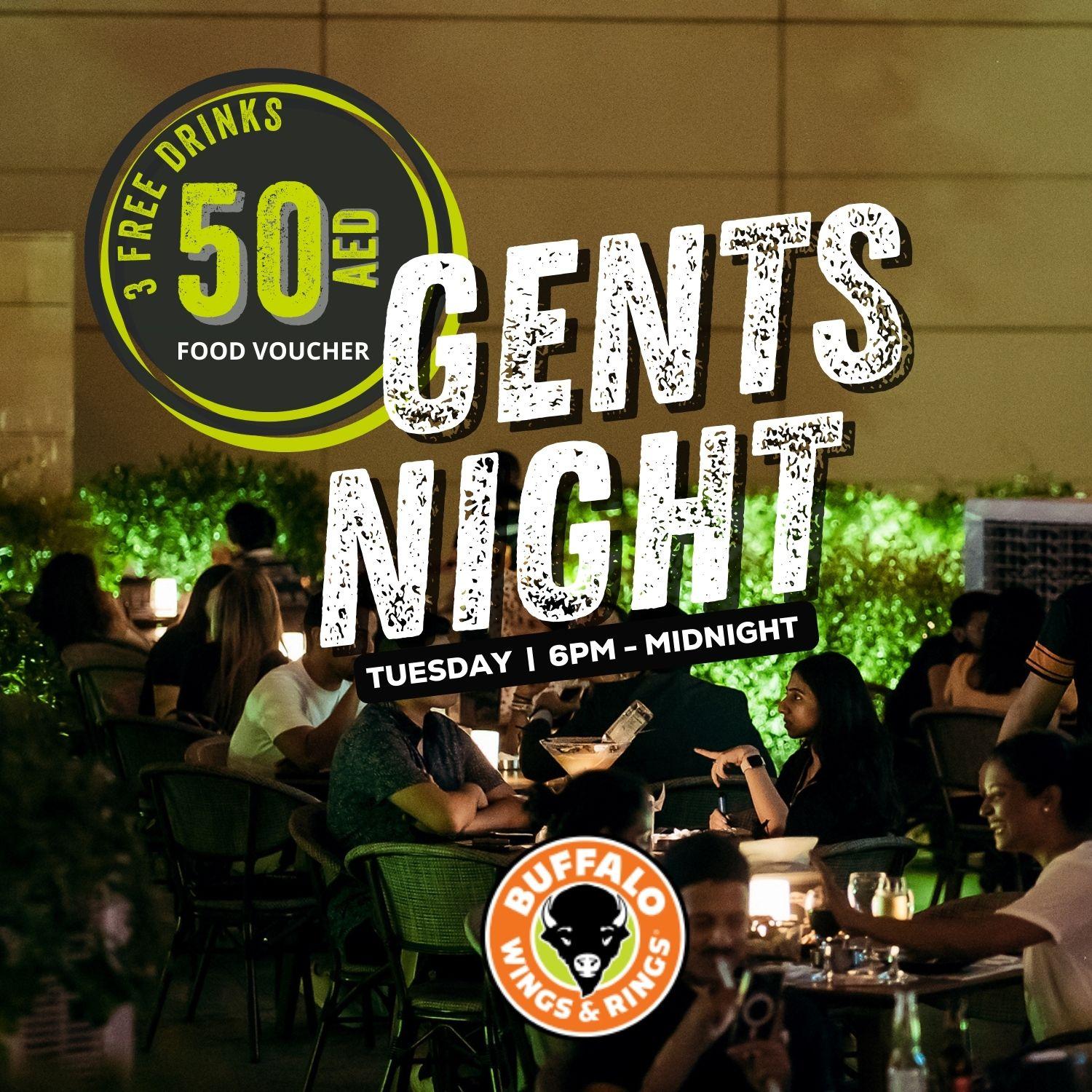 Gents Night at Buffalo Wings & Rings JLT on Tuesday 3rd October 2023 in