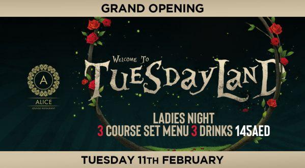 Tuesdayland grand opening Tuesday 11th February, 2020 at Alice lounge