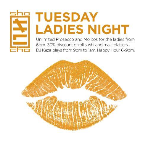 Tuesday Ladies Night Unlimited Prosecco & Mojito and 30% discount on the sushi platters