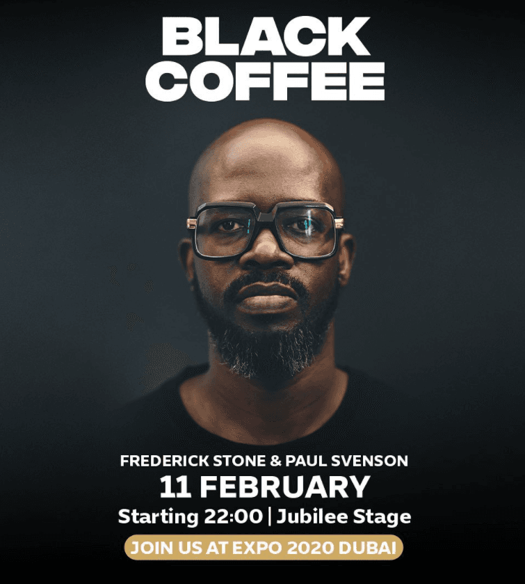 LEGENDARY DJ BLACK COFFEE TO PERFORM LIVE AT THE EXPO 2020'S JUBILEE STAGE THIS MONTH!