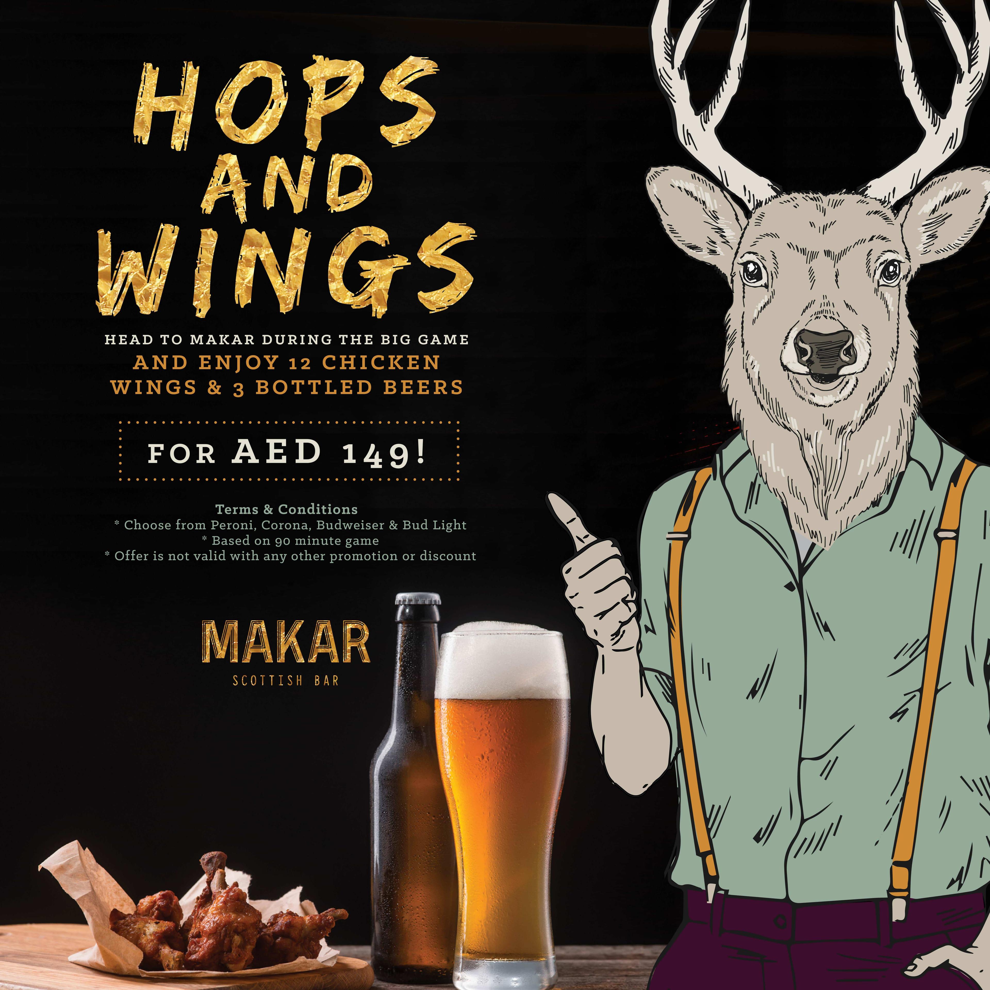 Hops & Wings Deal at Makar